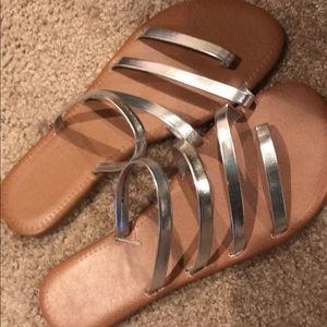 silver slip on sandals size 9